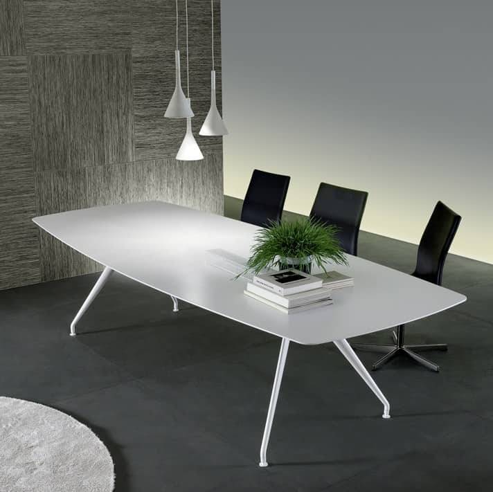 moderne wit glazen tafel met wit aluminium poten