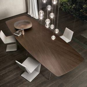 luxe vergadertafel italiaans design met eiken blad en aluminium poten rimadesio manta