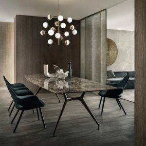 luxe ovale tafel rimadesio manta in emperador marmer