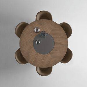 italiaanse design ronde houten tafel met draaiend middendeel rimadesio manta