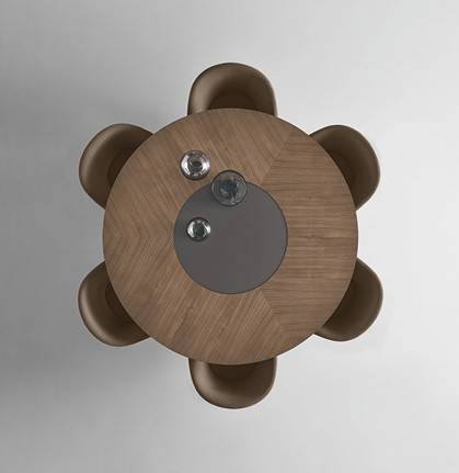italiaanse design ronde houten tafel met draaiend middendeel rimadesio manta