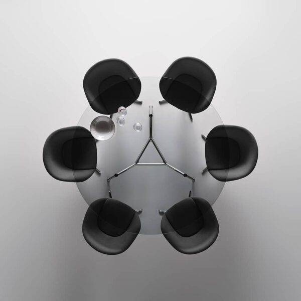 italiaanse ronde design tafel in transparant glas met aluminium poten