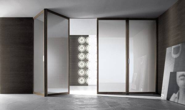 luxe vouwdeuren met aluminium kader en glas op maat gemaakt Rimadesio Siparium