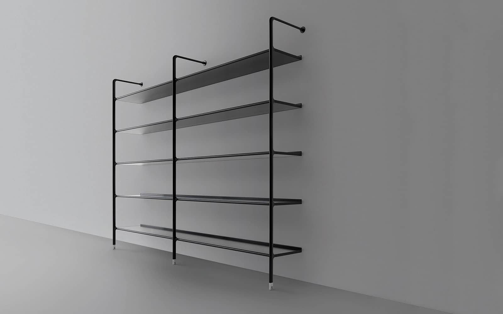 minimalistische boekenkast aluminium en glas italiaans design_