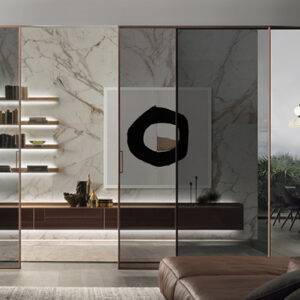 moderne glazen schuifdeur grijs rookglas rimadesio velaria