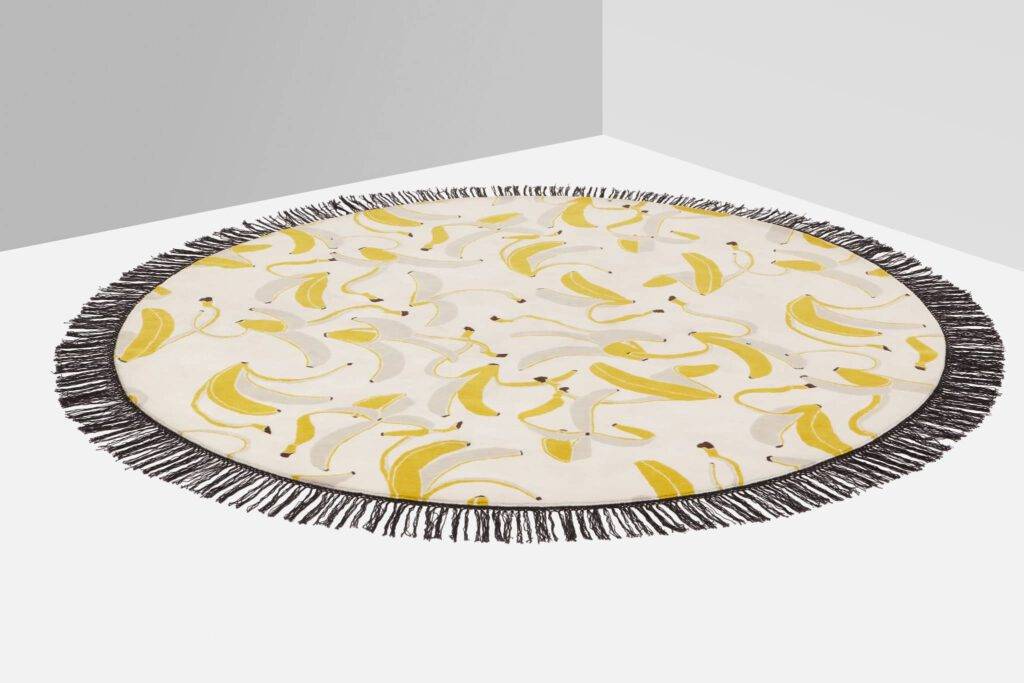 design rond vloerkleed veelkleurig met bananenmotieven Nodus