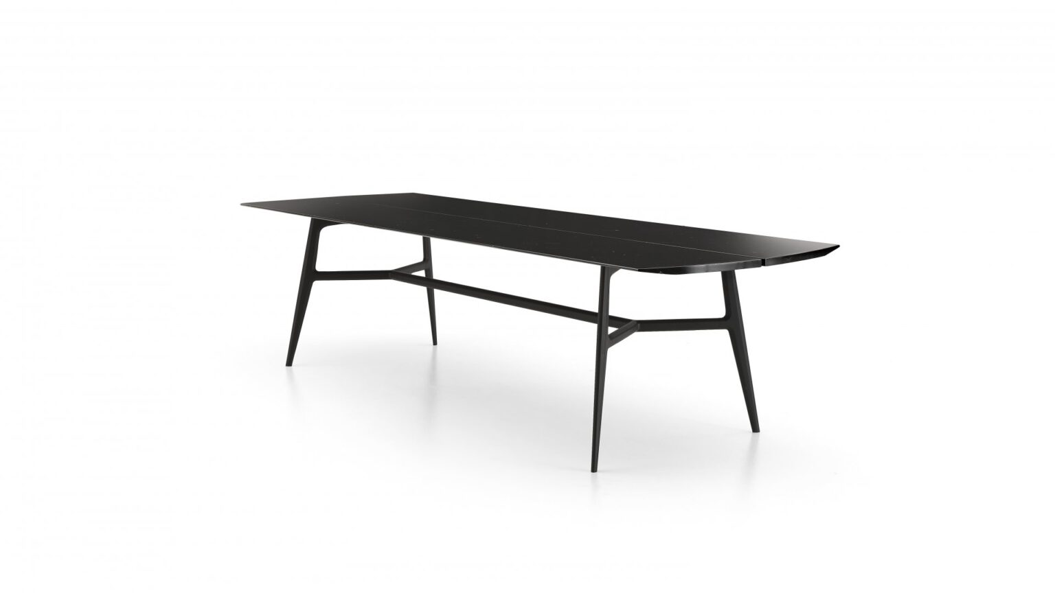 rechthoekige design tafel met donker houten blad en aluminium poten rimadesio francis rotterdam