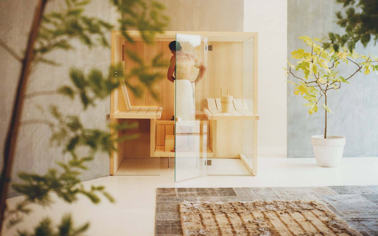 luxe maatwerk sauna in 3 soorten hout italiaans design effegibi air verkrijgbaar via Noctum Rotterdam