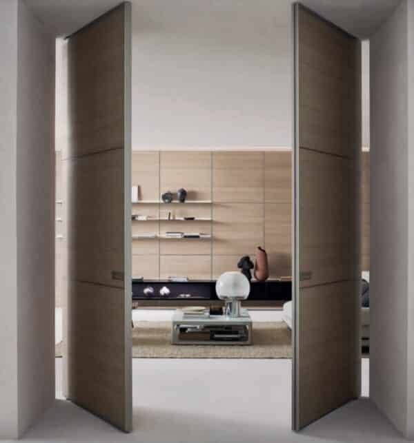 rimadesio radius dubbele openslaande door in hout pivoterend of taatsdeur