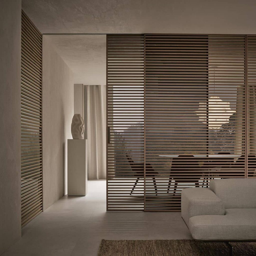 RIMADESIO STRIPE SCHUIFDEUR IN LICHT EIKENFINEER MET INBOUWRAIL