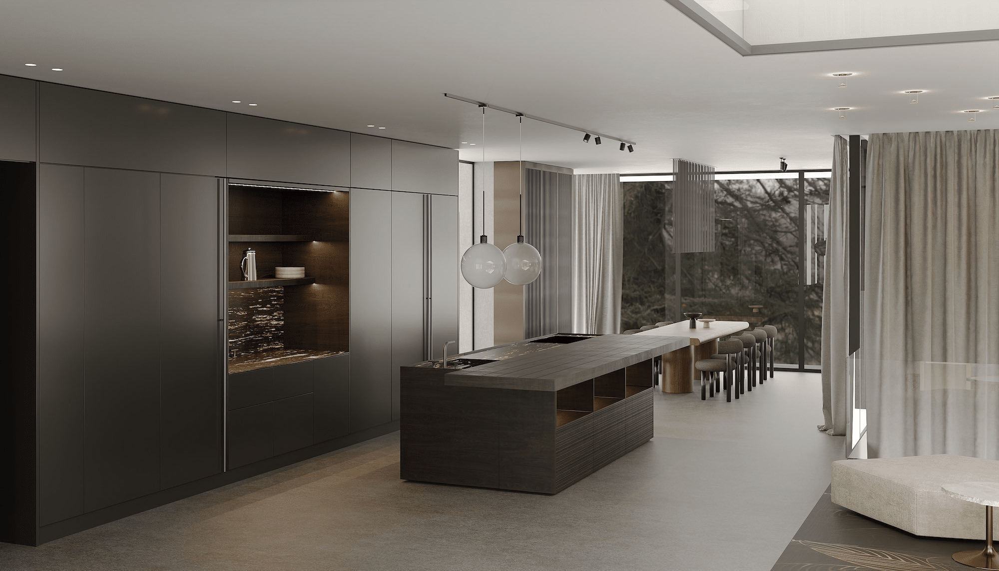 Molteni 3D render keukenontwerp door Noctum