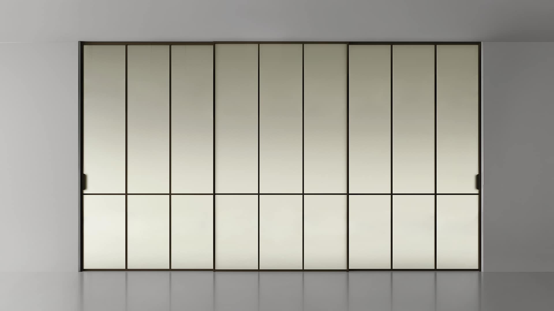 Rimadesio Maxi + schuifdeur – horizontale verdeling in glas.