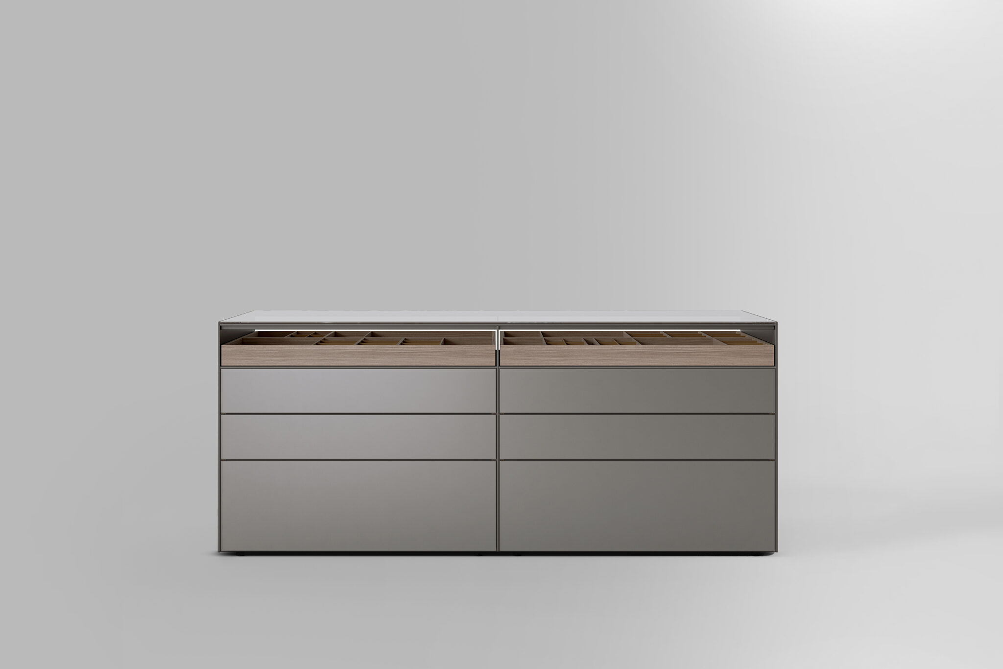 Altair: eilandkast met lade-indelingen en glasblad