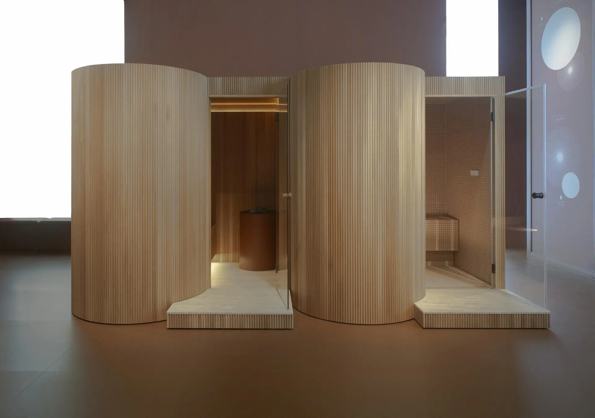 EFFE Baluar sauna en hammam als geïntegreerde wellnessruimte met houten volumes