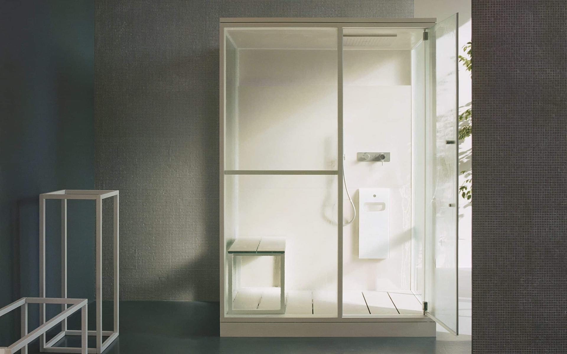 EFFE hammam systeem geïntegreerd in een architectonische wellnessruimte, toegepast als maatwerk stoombad voor thuis of hospitality