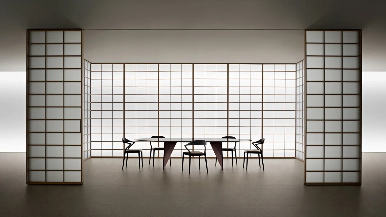 Rimadesio Syncro glaswand met minimalistisch grid als architectonisch systeem voor ruimteverdeling