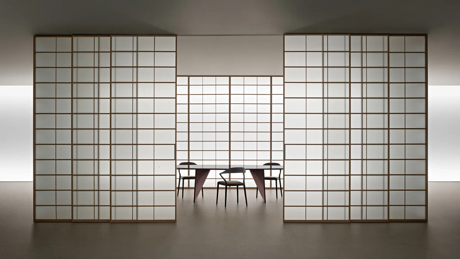 Rimadesio Syncro glaswand met minimalistisch grid als architectonisch systeem voor ruimteverdeling